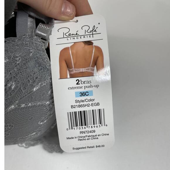 Rene Rofe Lingerie Extreme Push Up Lace Detail Padded Bras 2 pack 36C NEW - Picture 8 of 12
